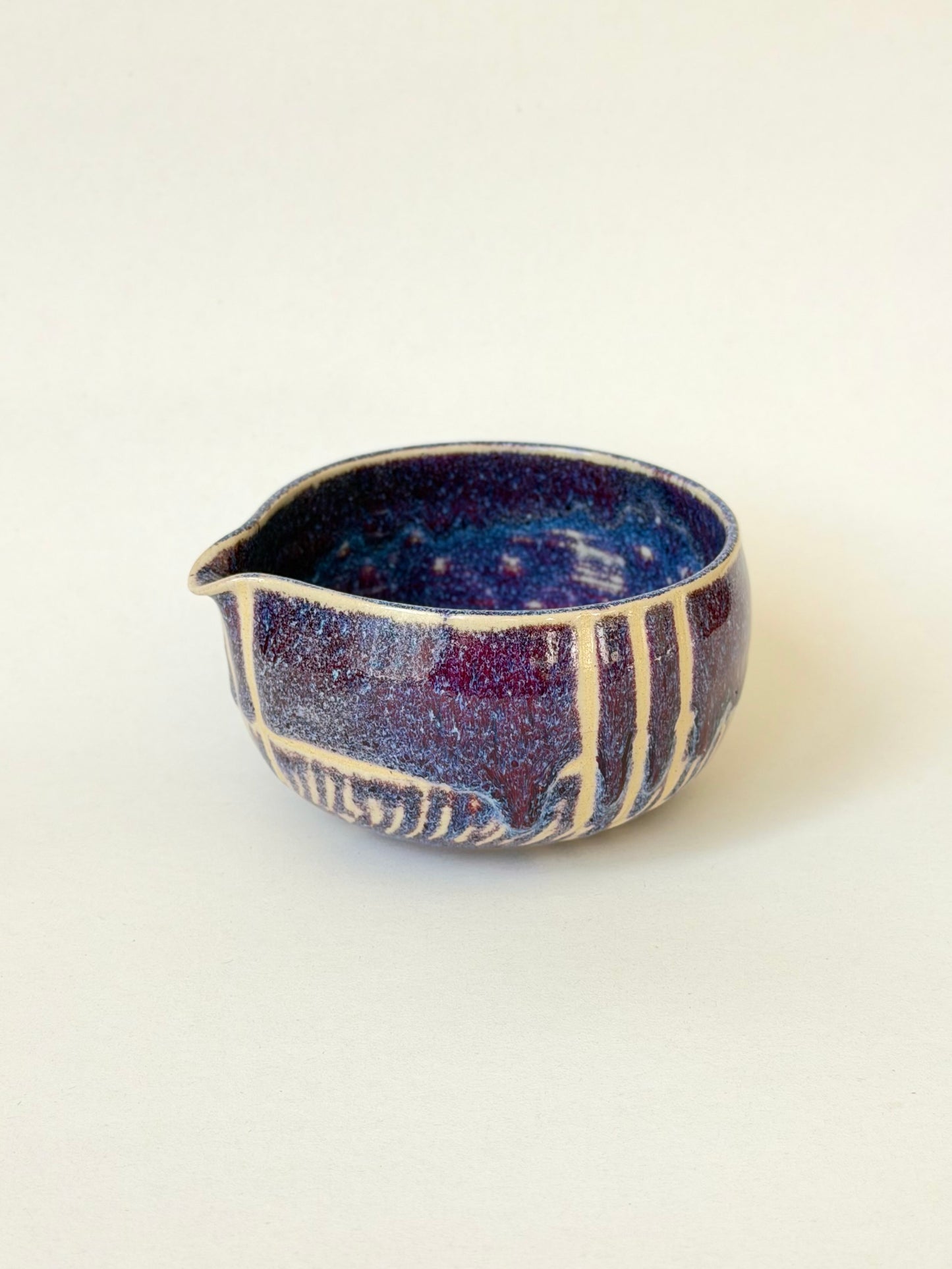 plum ink chatter-lined matcha bowl