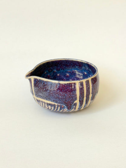 plum ink chatter-lined matcha bowl