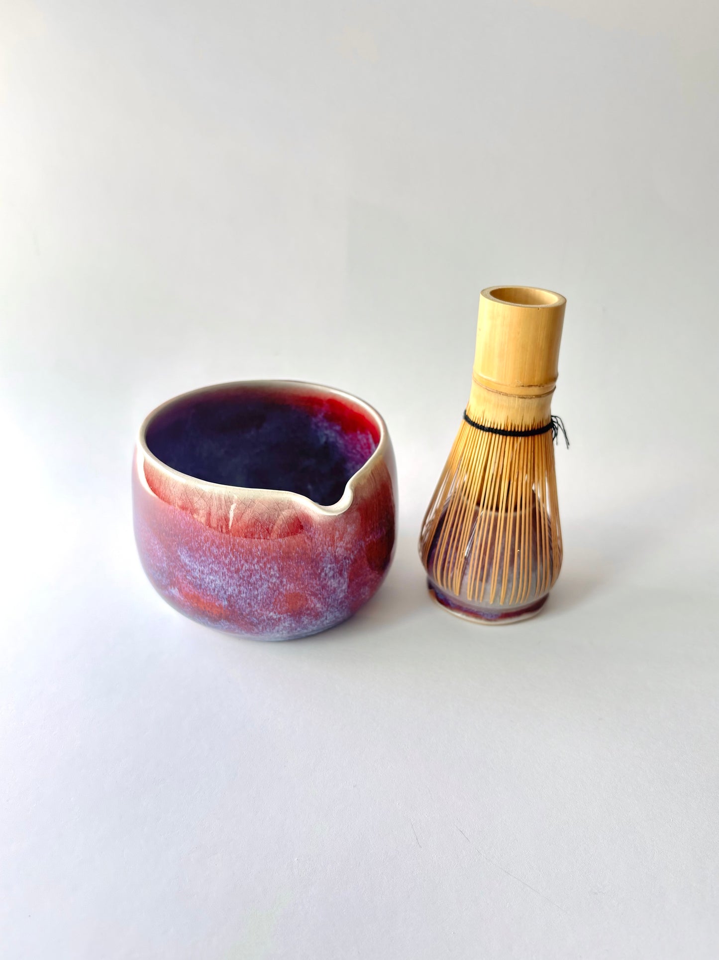 Red galaxy matcha bowl & whisk set