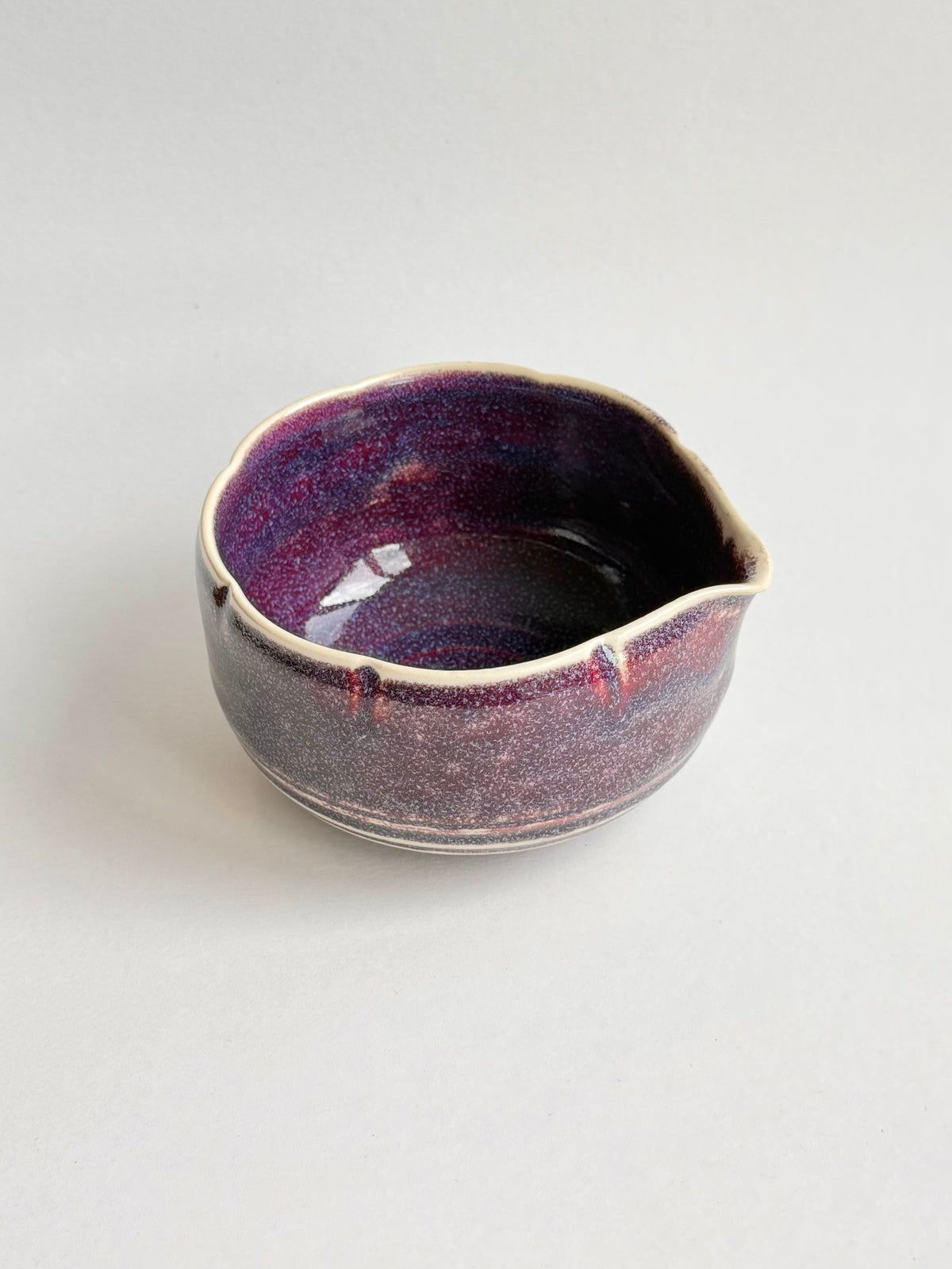 plum ink flower matcha bowl
