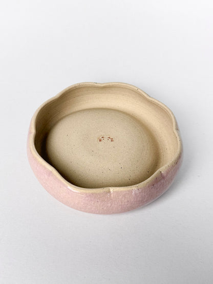 pink crackle flower donut ring dish