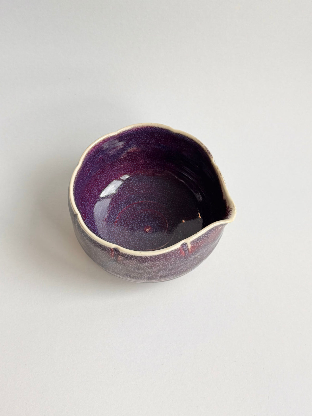 plum ink flower matcha bowl