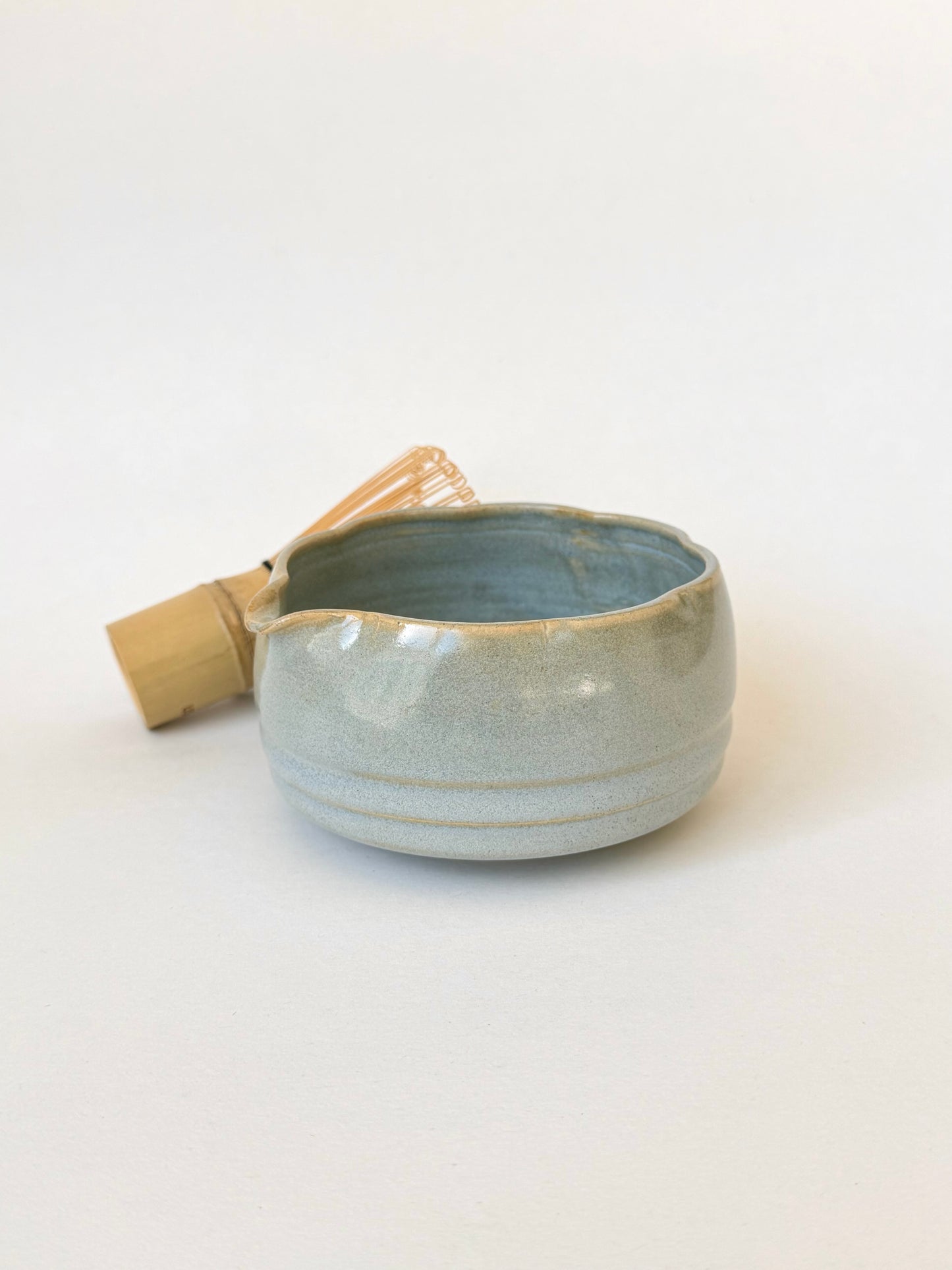 baby blue flower matcha bowl