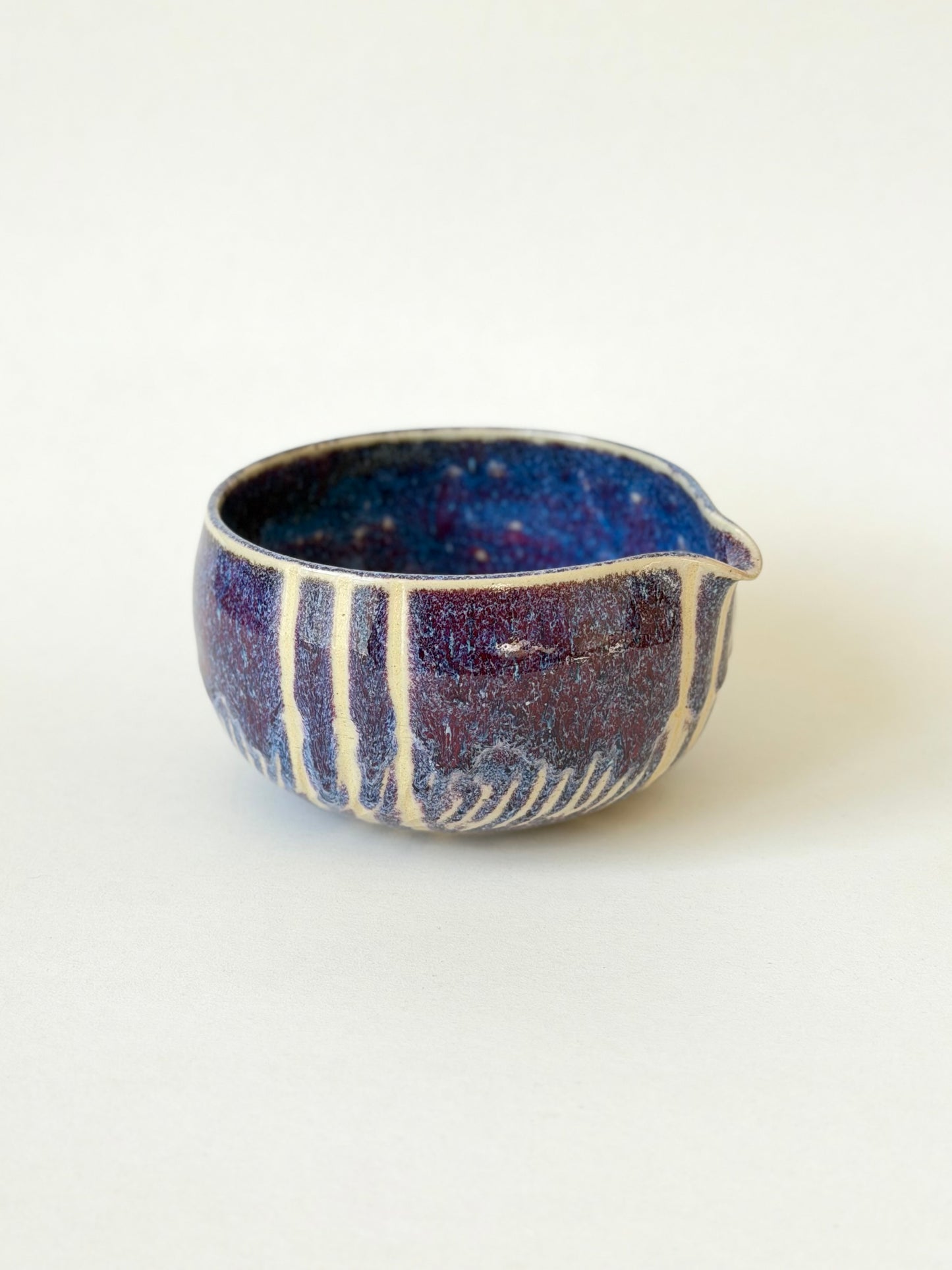 plum ink chatter-lined matcha bowl