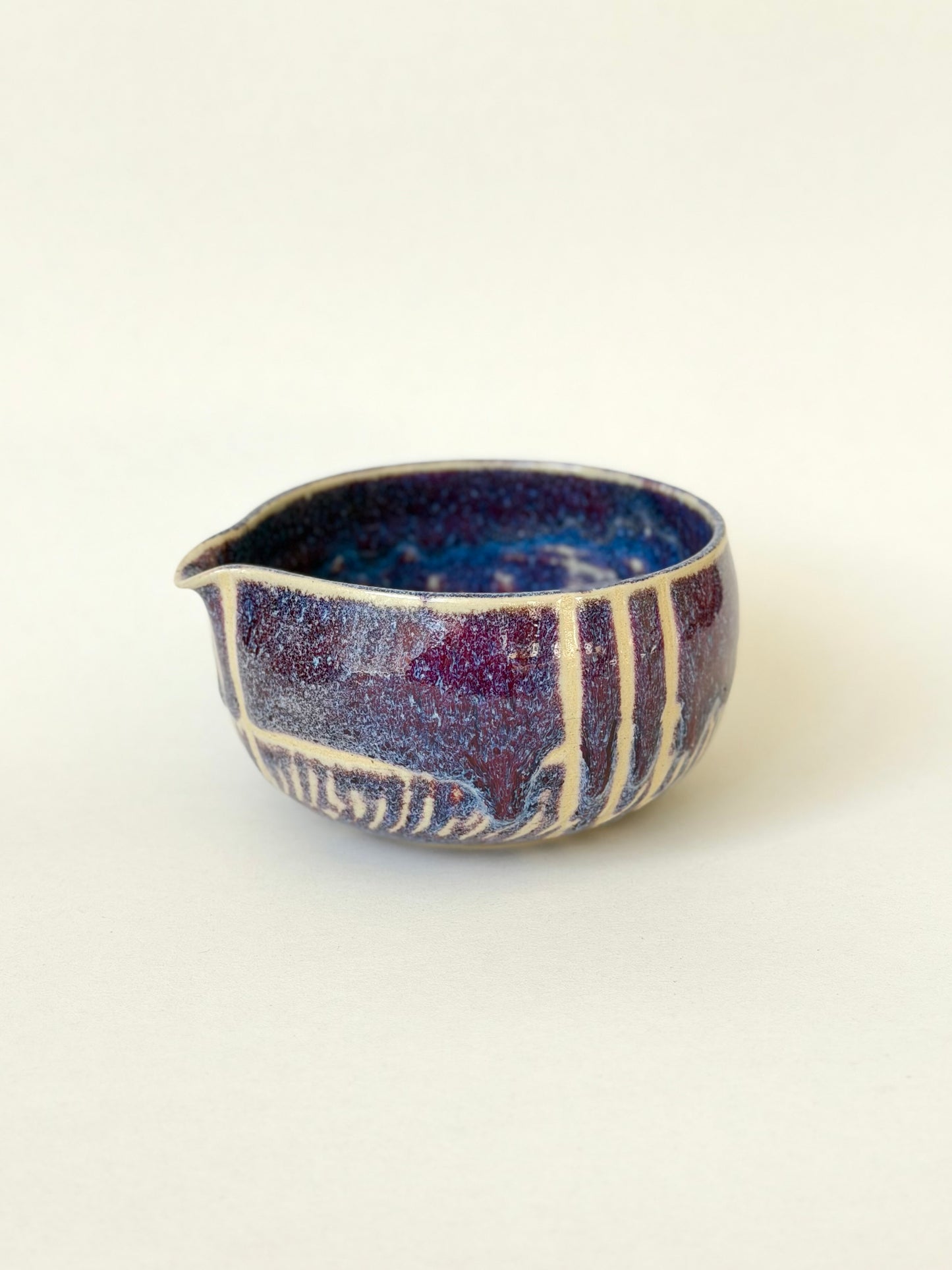 plum ink chatter-lined matcha bowl