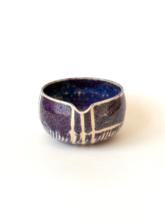 plum ink chatter-lined matcha bowl