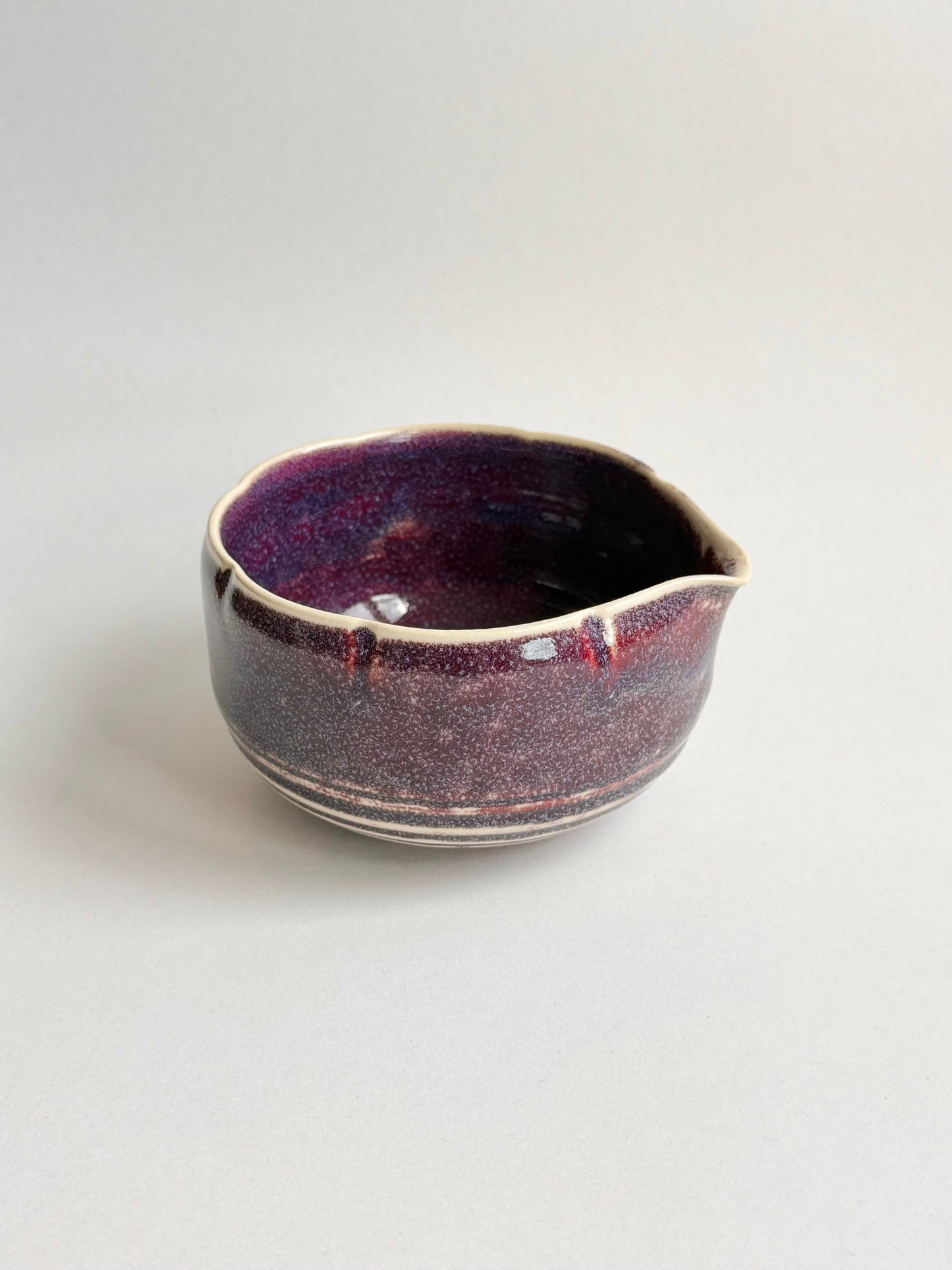 plum ink flower matcha bowl