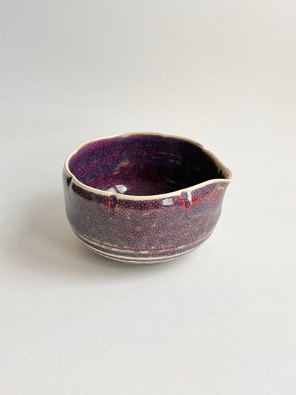 plum ink flower matcha bowl