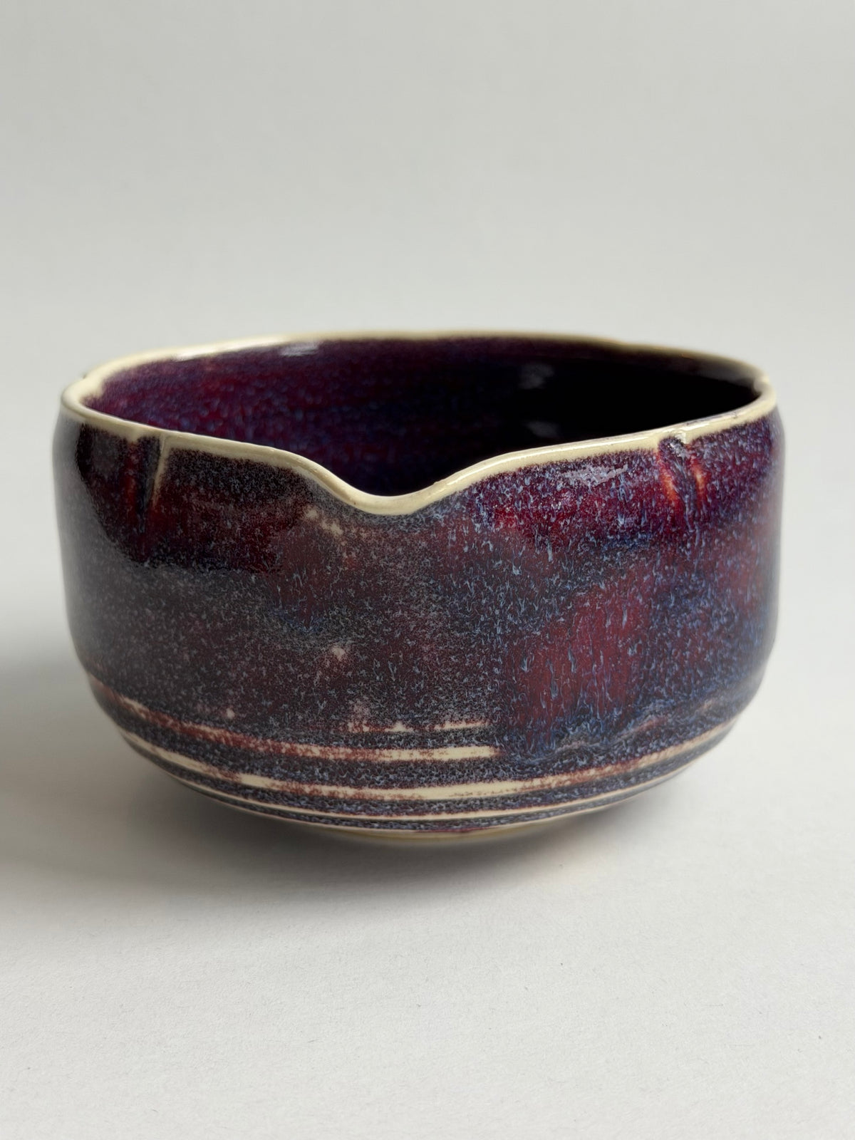 plum ink flower matcha bowl