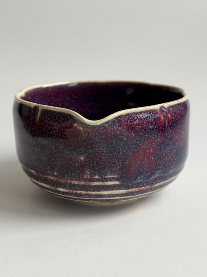 plum ink flower matcha bowl