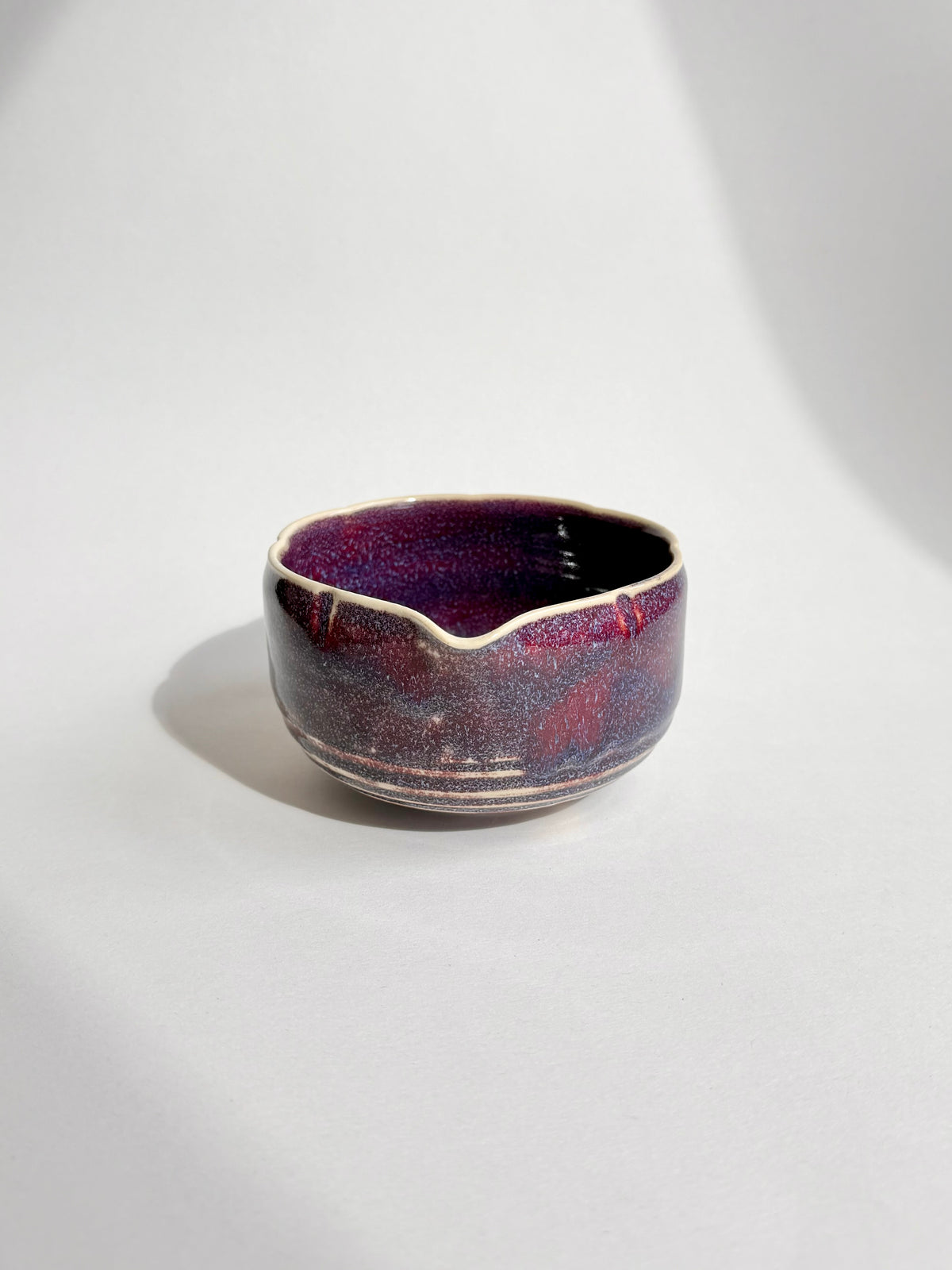 plum ink flower matcha bowl