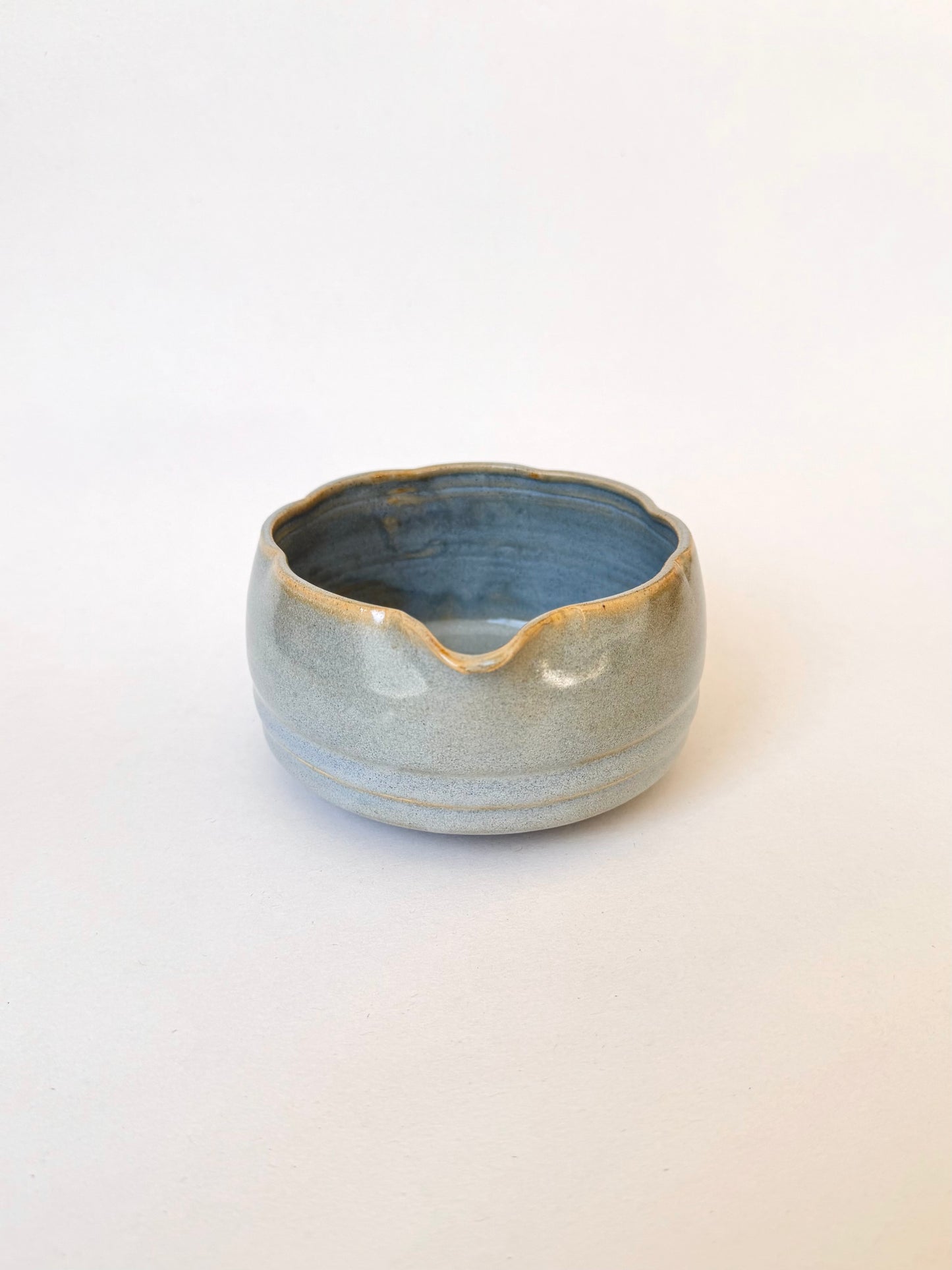 baby blue flower matcha bowl
